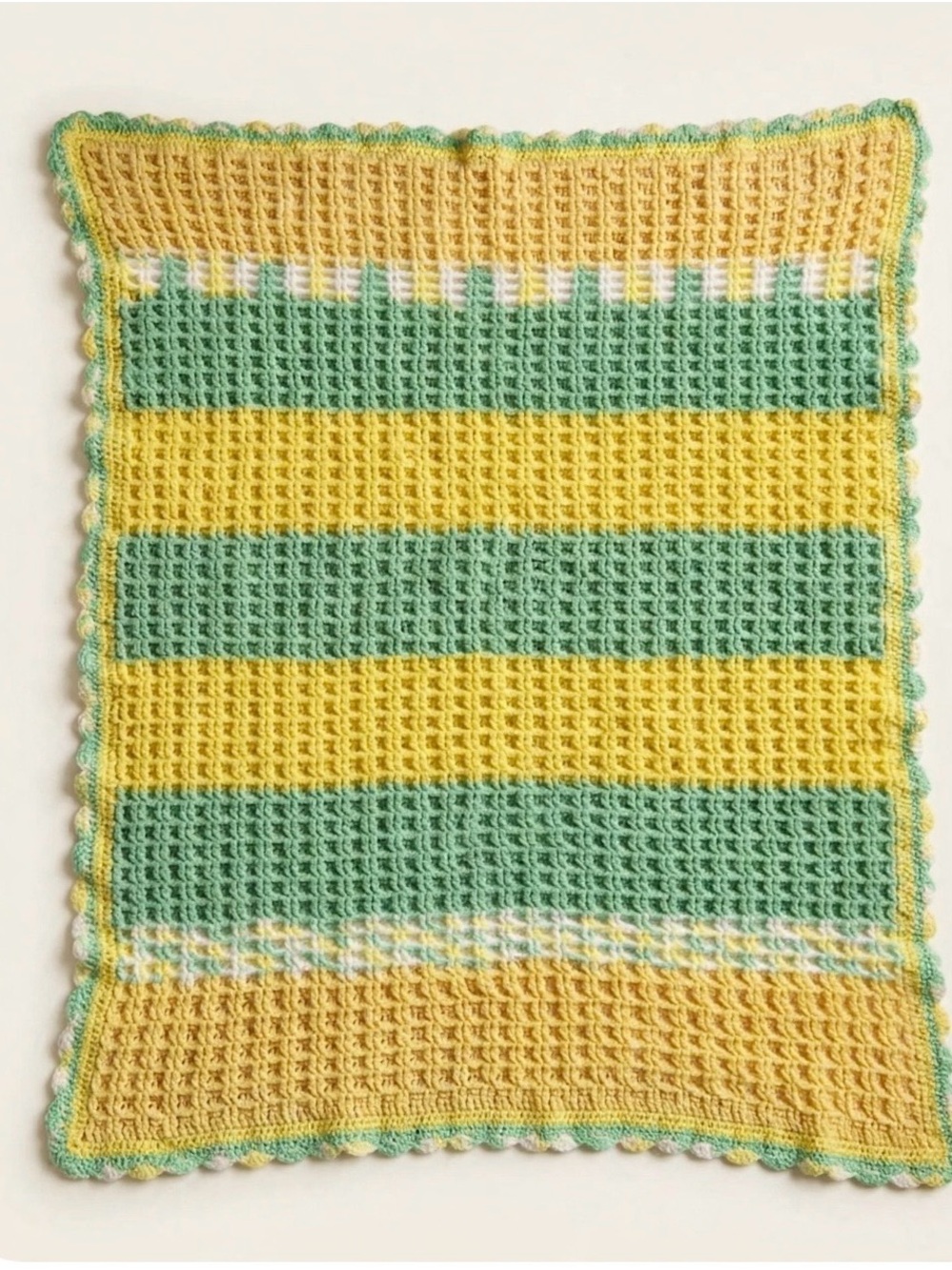 Handmade Yellow and Green Crochet Baby Blanket